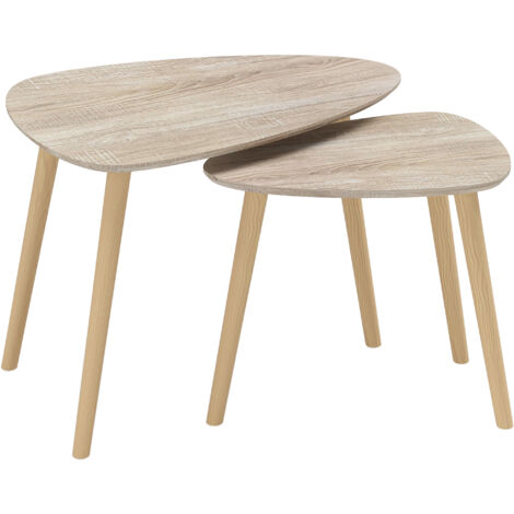 Lot de 2 tables basses gigognes ANGLET bois naturel