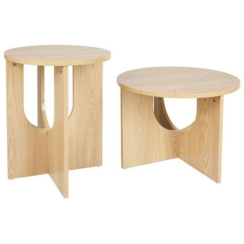 Ostaria - Lot de 2 tables basses gigognes bois Oia