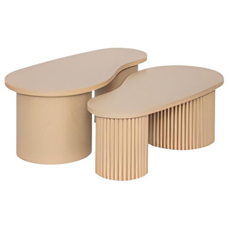 Lot de 2 tables basses gigognes en bois -PEGANE-