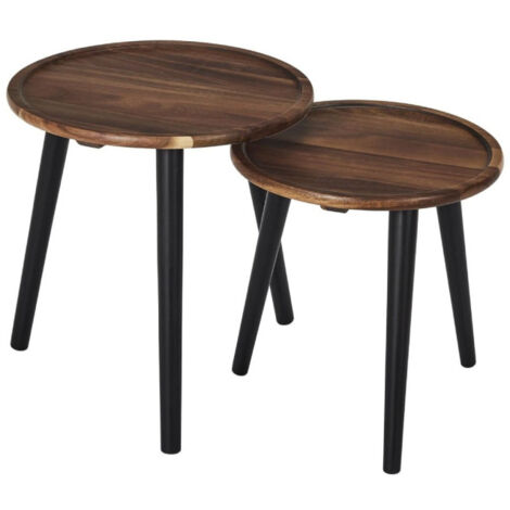 Lot de 2 Tables Basses Gigognes "Galet" 39cm Marron