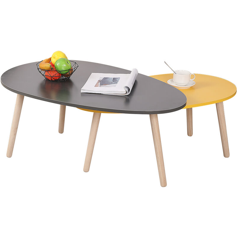 Wyctin - Hofuton Lot de 2 Tables Gigogne Table d'appoint Table Basses Scandinave Petite Table pour Salon Chambre 98x60x40cm &88x48x34cm
