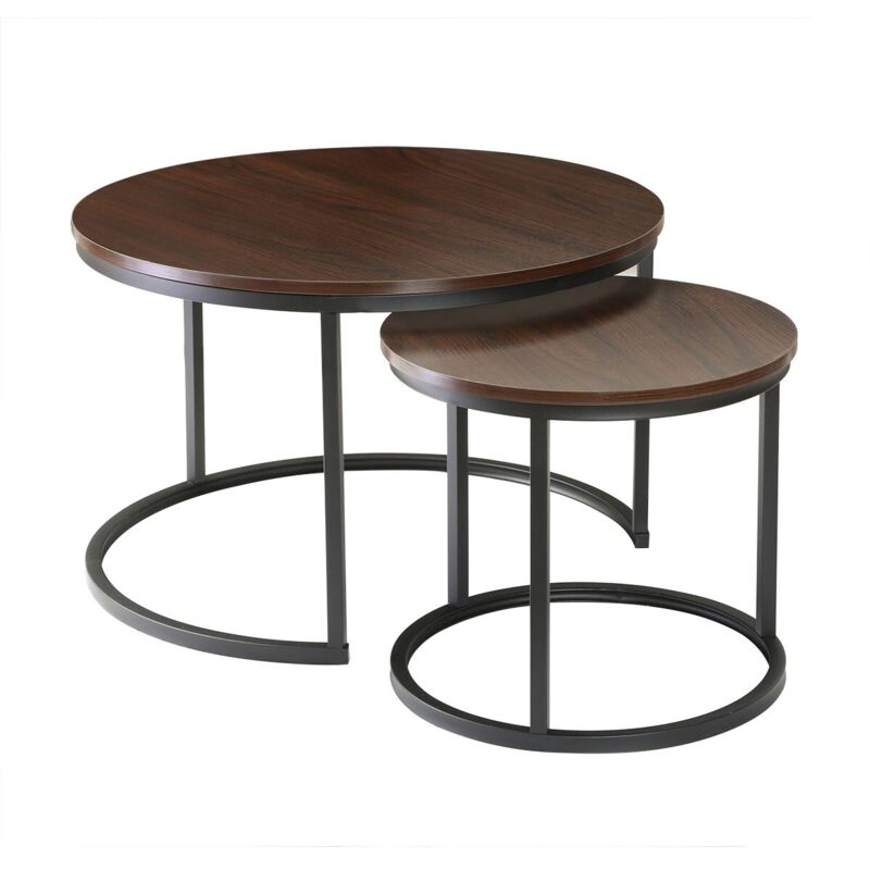 Calicosy - Lot de 2 Tables Basses Gigognes Rondes L70 cm - lenny