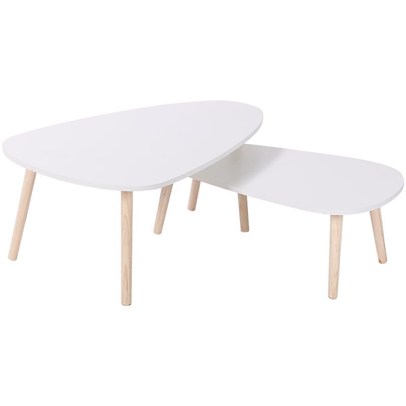 Wyctin - Hofuton Lot de 2 tables basses gigognes scandinave blanc laqué mat - 98x60x40cm &88x48x34cm
