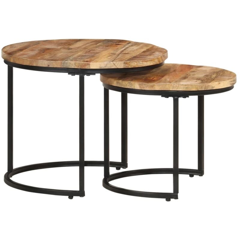 Bonnevie - Lot de 2 Tables basses gigognes - Tables de salon Tables Café Bois de manguier brut BV882345