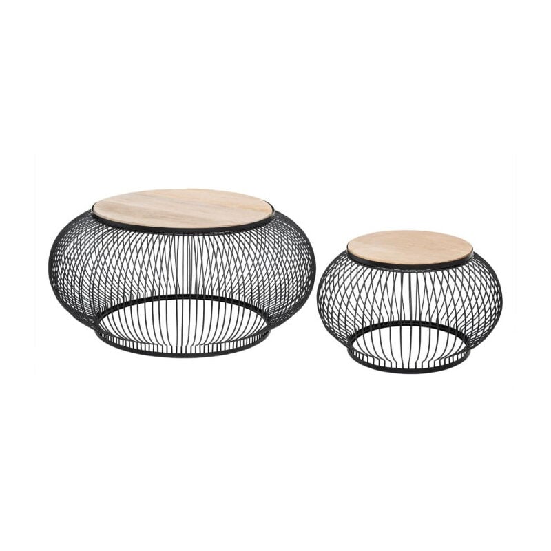 Atmosphera - Lot de 2 Tables Basses 'Manguier' 90cm Noir