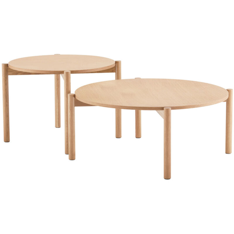Drawer - Lot de 2 tables basses rondes en bois - Bois clair - verade