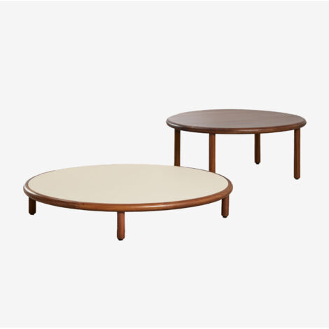 Lot de 2 tables basses rondes en bois d'acacia Olivia SKLUM Beige Semoline - Brun Acacia foncé