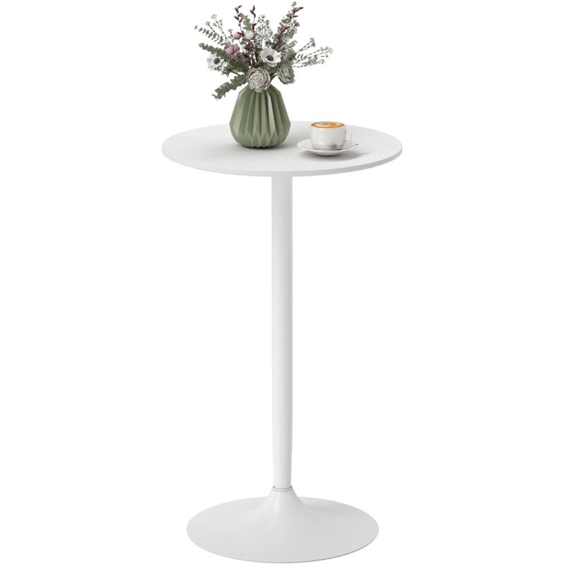Homcom - Table de bar ronde style contemporain dim. 60L x 60l x 102H cm blanc