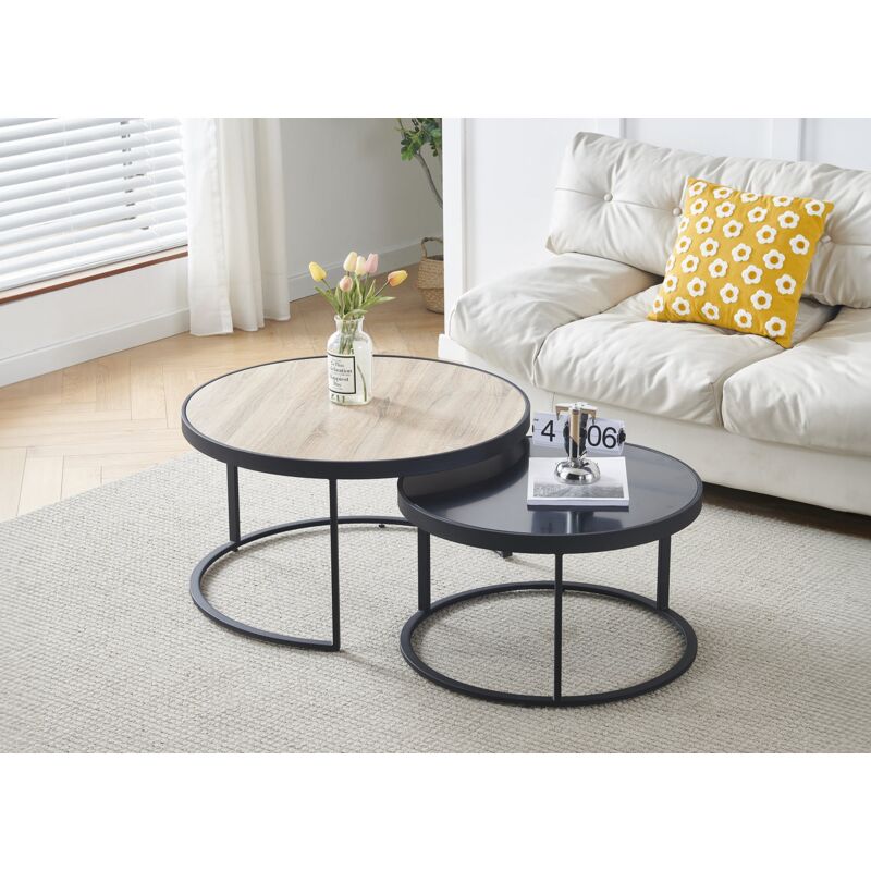 Deco In Paris - Lot de 2 tables basses rondes gigognes amerio