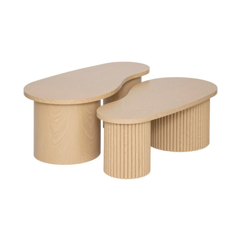 Lot de 2 Tables Basses 'Soleya' 99cm Naturel