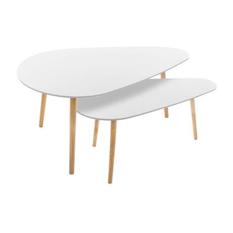 Lot de 2 Tables à Café en Bois 'Mileo' 98cm Blanc