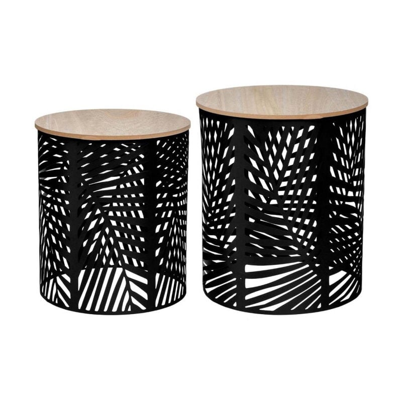 Lot de 2 Tables à Café 'Feuille' 45cm Noir