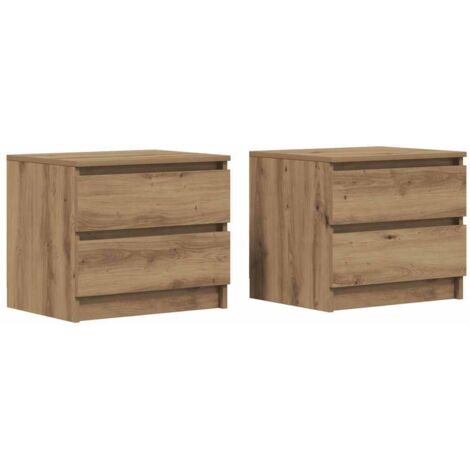 Lot de 2 Tables chevet,Cabinet de chevet,Table de nuit chêne artisanal 50x40x43.5cm bois ingénierie CFW442257