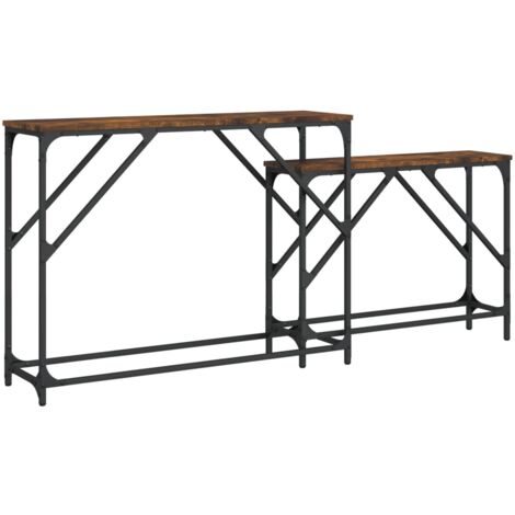 Lot de 2 tables console gigognes en bois d'ingénierie et métal DEC032601