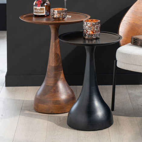Lot de 2 tables d'appoint 45,5 et 51 cm en manguier marron et noir