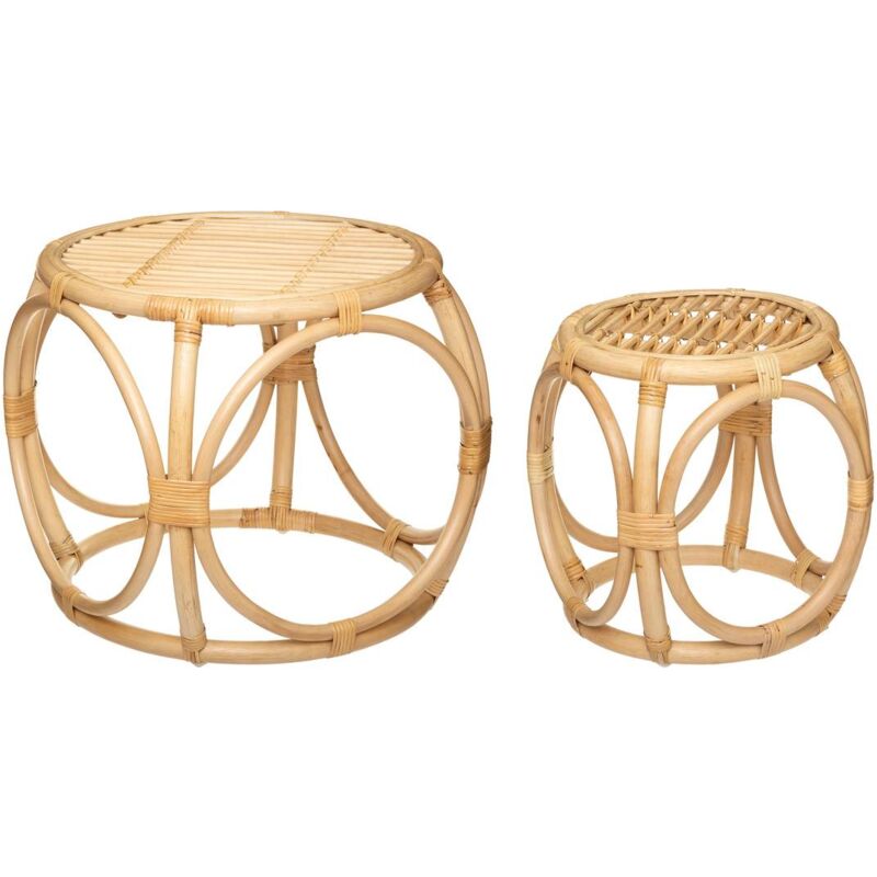 Atmosphera - Tables gigognes Aoni rotin D40 58cm créateur d'intérieur