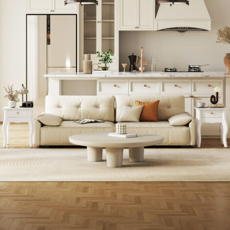 Lot de 2 tables d'appoint. bout de canapé avec pieds courbés. table basse pour salon. chambre. 45 x 35 x 55 cm. blanc