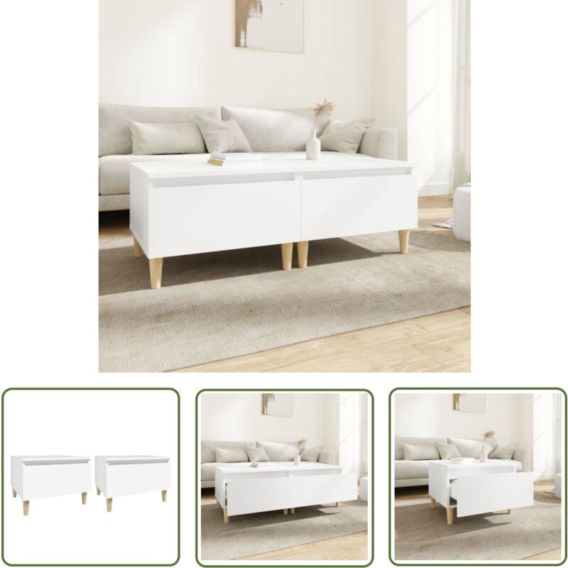 Maison Chic - The Living Store Tables d'appoint 2 pcs Blanc 50x46x35 cm Bois d'ingénierie - Table D'appoint - Meuble Design - Style Scandinave