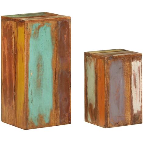 Lot de 2 Tables d'appoint Bout de canapé Table Basse Bois de récupération massif BZTHBS807787 MaisonChic