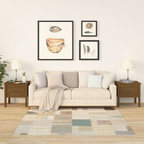 Lot de 2 Tables d'appoint Bout de canapé Table Basse Marron miel 50x50x49cm Bois massif de pin BZTHBS385231