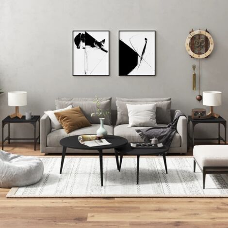Lot de 2 Tables d'appoint  Bout de canapé  Table Basse Noir 40x40x35 cm Bois d'ingénierie BZTHBS500225