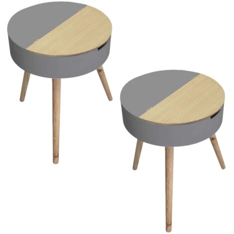 Lot de 2 tables d'appoint coffre design scandinave