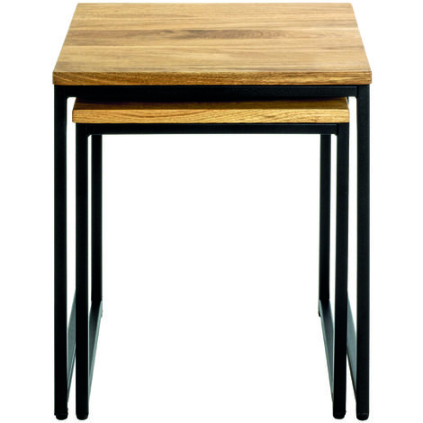 Lot de 2 tables d'appoint coloris noir-chêne