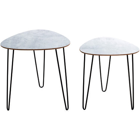 Lot de 2 tables d'appoint coloris noir-optique béton