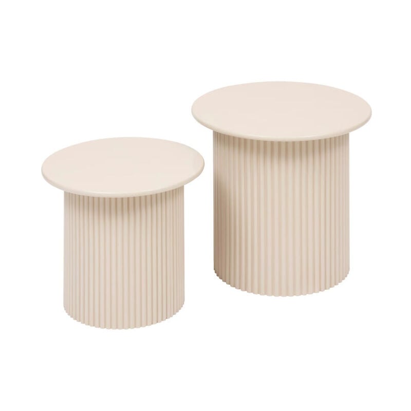 Lot de 2 Tables d'Appoint 'Eino' 40cm Beige