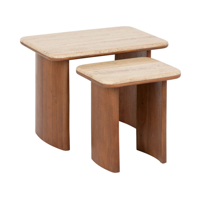 Lot de 2 Tables d'Appoint en Bois 'Jivan' 60cm Marron