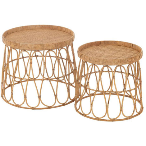 Lot de 2 Tables d'Appoint en Rotin "Sonny" 50cm Naturel