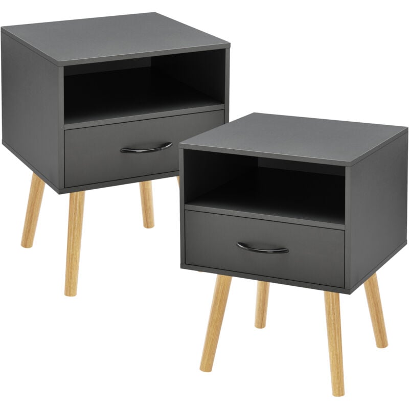 Lot de 2 tables d'appoint Gävle gris foncé [en.casa]