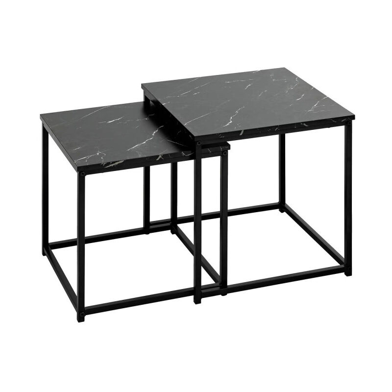 Lot de 2 Tables d'Appoint Gigognes "Jones" 40cm Noir Lot de 2 Tables d'Appoint Gigognes "Jones" 40cm Noir