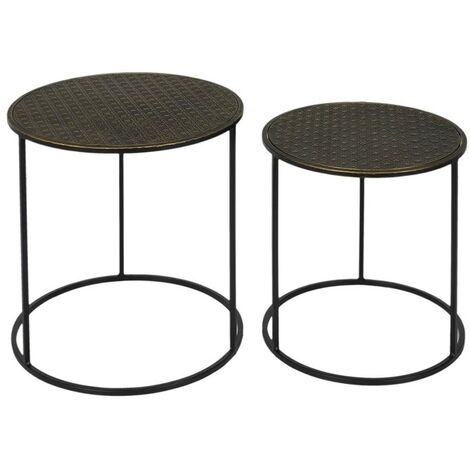 Lot de 2 tables d'appoint gigognes métal