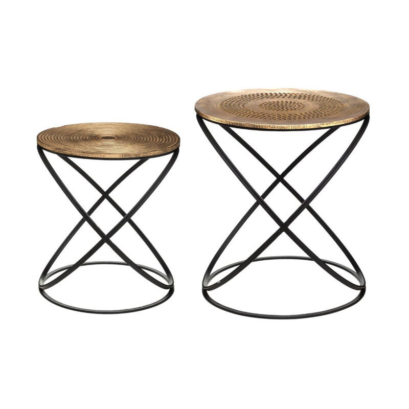 Atmosphera - Lot de 2 Tables d'Appoint 'Jorda' 45cm Noir & Cuivre