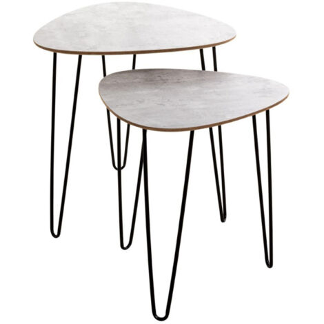 Lot de 2 Tables d'Appoint "Lamy" 48cm Noir & Béton