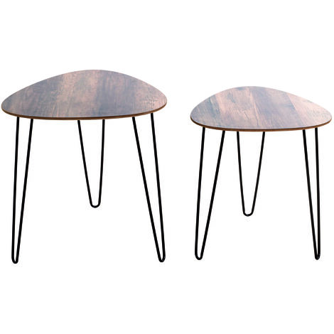 Lot de 2 tables d'appoints coloris noir-chêne