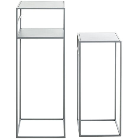 Lot de 2 tables d'appoints en métal coloris gris