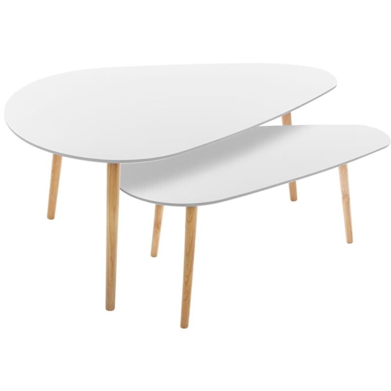 Atmosphera - Lot de 2 tables basses Mileo Blanche