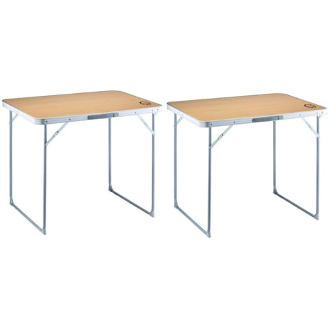 Lot de 2 tables de camping pliables 4 places - O'Camp - Forme valise - 80 x 60 x 70 cm