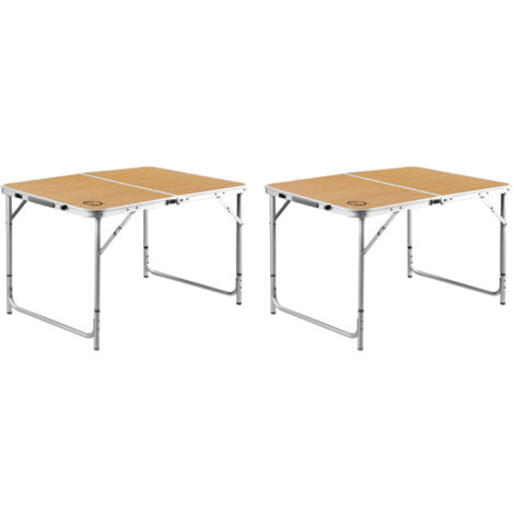 Lot de 2 tables de camping pliables 6 places - O'Camp - Forme valise - 120 x 70 x 60 cm