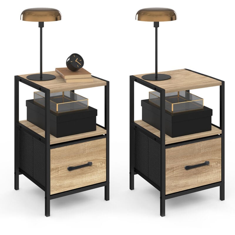 Lot de 2 tables de chevet utah 1 tiroir et 1 niche