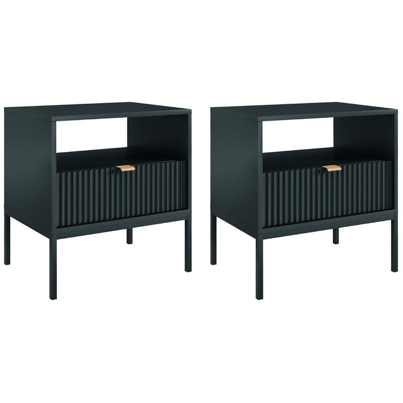 Lot de 2 tables de chevet 1 tiroir et 1 niche - Noir - liouba de Pascal Morabito