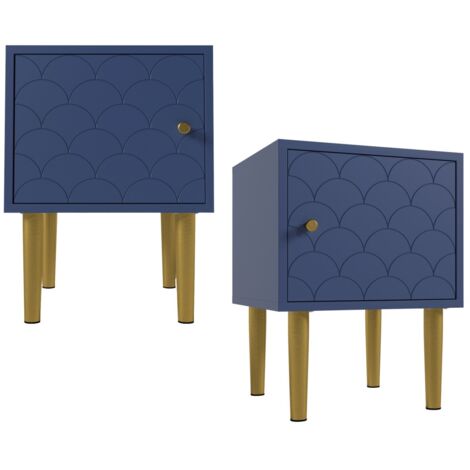 Lot de 2 tables de chevet 35x35x51cm, bleu marine, tables d’appoint pour chambre et tous types de lit