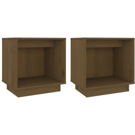 Lot de 2 tables de chevet avec compartiment ouvert 40 x 30 x 40cm bois de pin marron miel DEC035917