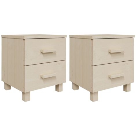 Lot de 2 tables de chevet avec deux tiroirs 40 x 35 x 44,5cm bois de pin massif et MDF DEC036010