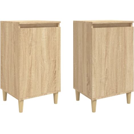 Lot de 2 tables de chevet avec étagères 40 x 35 x 70cm bois d'ingénierie couleur chêne DEC035885