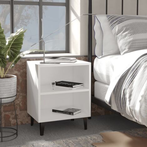 Lot de 2 Tables de chevet avec pieds，Table d'appoint en métal Blanc 40x30x50 cm，Table de nuit JDOT159