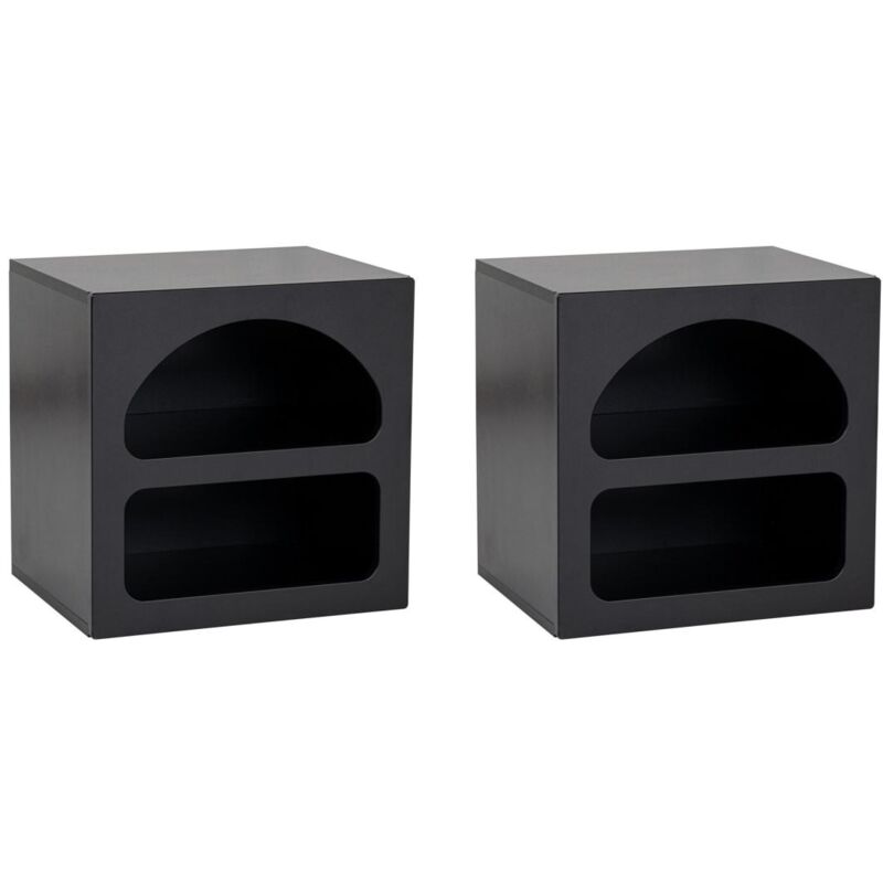 Vente-unique - Lot de 2 tables de chevet avec rangements - Noir - luela
