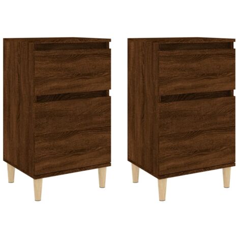 Lot de 2 tables de chevet avec tiroir et compartiment avec porte 40 x 35 x 70 cm bois d'ingénierie marron DEC035198